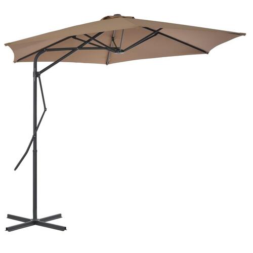 Udendørs parasol med stålstang 300 cm gråbrun