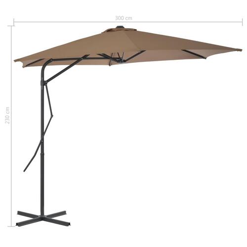 Udendørs parasol med stålstang 300 cm gråbrun