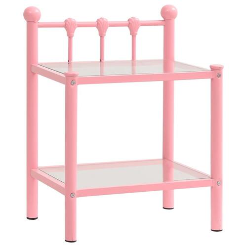 Sengeskab 45x34,5x60,5 cm metal og glas pink og transparent