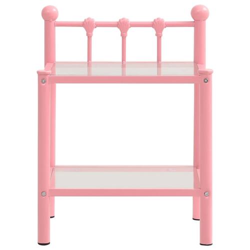 Sengeskab 45x34,5x60,5 cm metal og glas pink og transparent