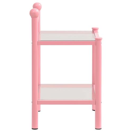 Sengeskab 45x34,5x60,5 cm metal og glas pink og transparent