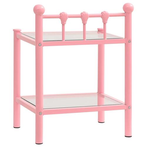 Sengeskab 45x34,5x60,5 cm metal og glas pink og transparent