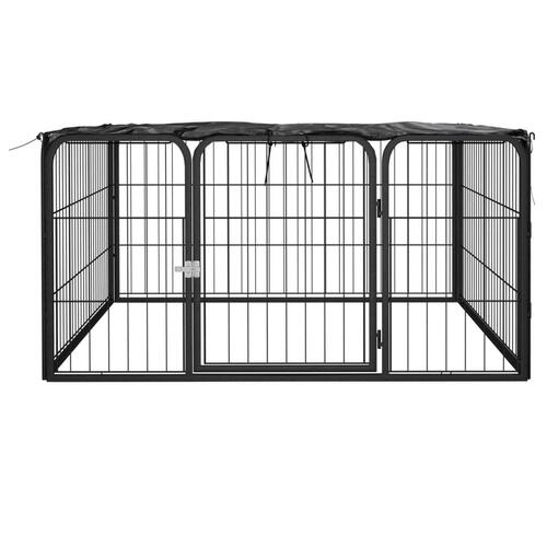 Hundegård 100x50 cm 4 paneler pulverlakeret stål sort