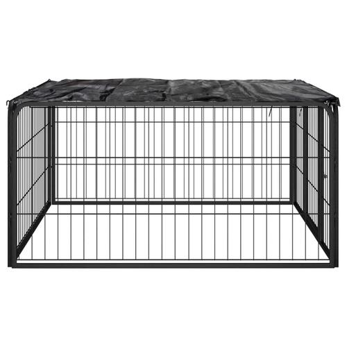 Hundegård 100x50 cm 4 paneler pulverlakeret stål sort