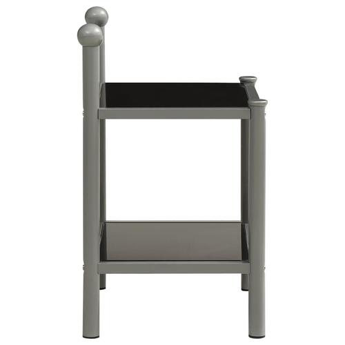 Sengeskabe 2 stk. metal og glas grå og sort