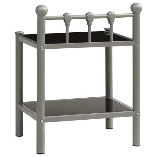 Sengeskabe 2 stk. metal og glas grå og sort