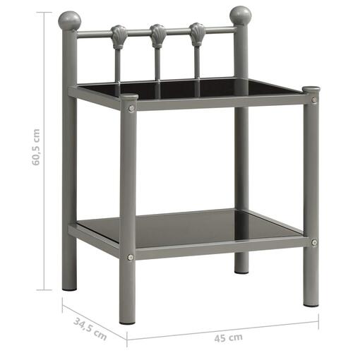 Sengeskabe 2 stk. metal og glas grå og sort