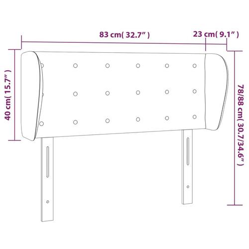 Sengegavl med kanter 83x23x78/88 cm stof mørkegrå