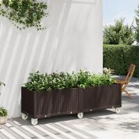 Plantekasse med hjul 160x50x54 cm PP brun