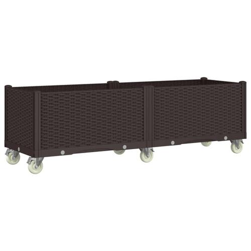 Plantekasse med hjul 160x50x54 cm PP brun