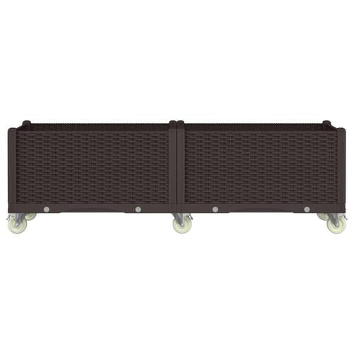 Plantekasse med hjul 160x50x54 cm PP brun