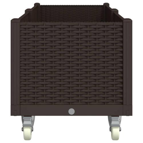 Plantekasse med hjul 160x50x54 cm PP brun