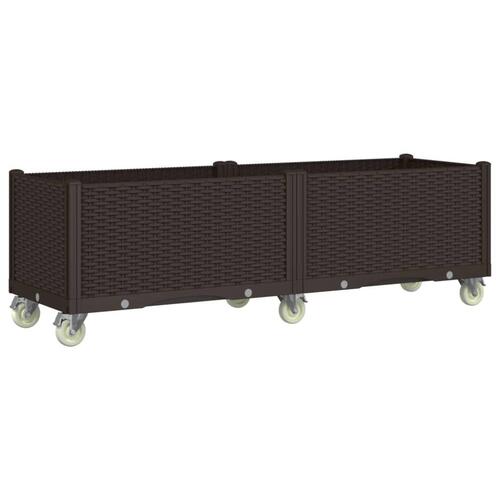 Plantekasse med hjul 160x50x54 cm PP brun