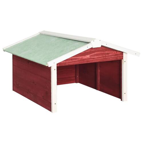 Skur til robotplæneklipper 78x74x54 cm fyrretræ rød og hvid