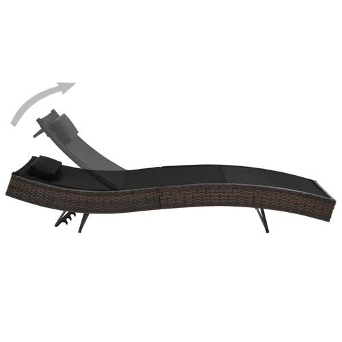 Liggestole 2 stk. med bord polyrattan og textilene brun