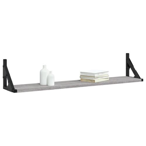 Væghylder 2 stk. 80x15x15,5 cm konstrueret træ grå sonoma-eg