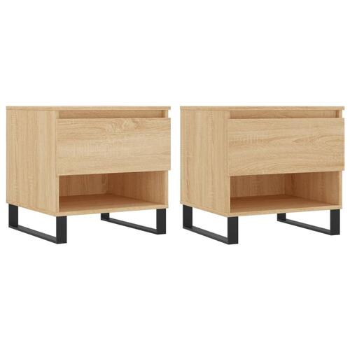 Sofaborde 2 stk. 50x46x50 cm konstrueret træ sonoma-eg