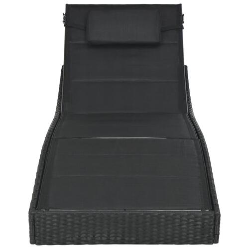 Liggestol polyrattan og textilene sort
