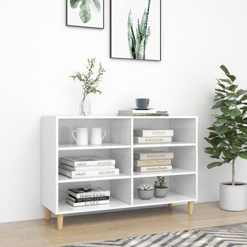 Skænk 103,5x35x70 cm konstrueret træ hvid højglans