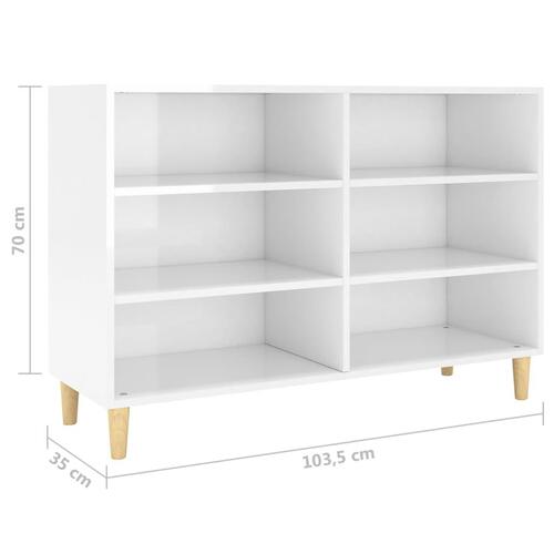 Skænk 103,5x35x70 cm konstrueret træ hvid højglans