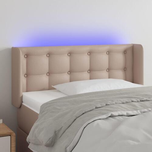 Sengegavl med LED-lys 93x16x78/88cm kunstlæder cappuccinofarvet