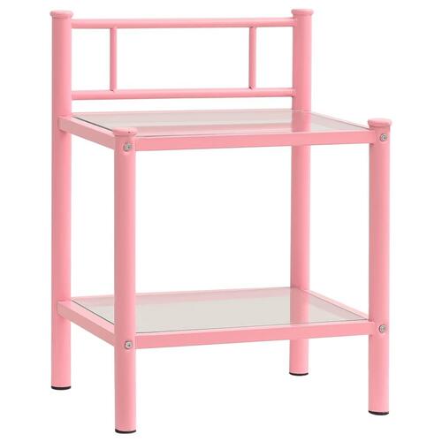 Sengeskab 45x34,5x60,5 cm metal og glas pink og transparent