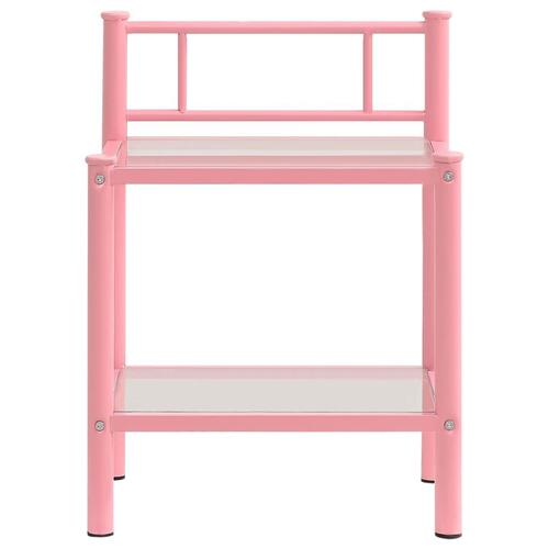 Sengeskab 45x34,5x60,5 cm metal og glas pink og transparent