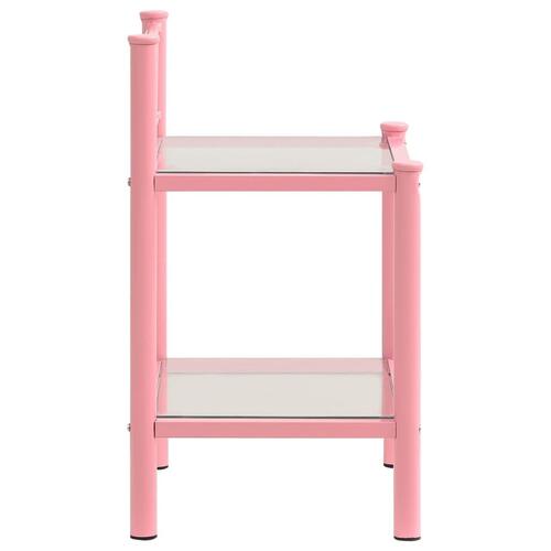 Sengeskab 45x34,5x60,5 cm metal og glas pink og transparent