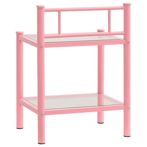 Sengeskab 45x34,5x60,5 cm metal og glas pink og transparent