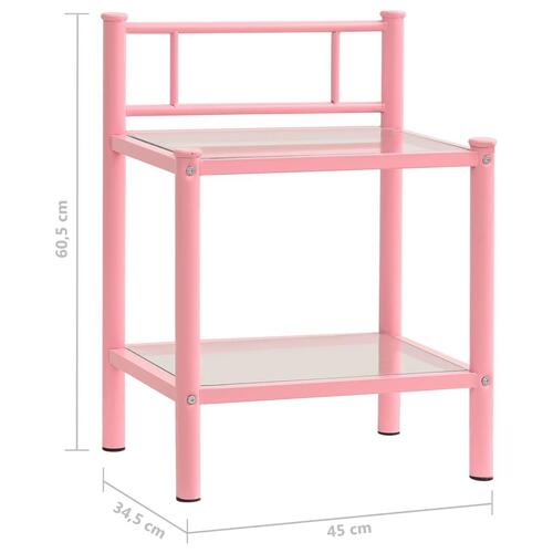 Sengeskab 45x34,5x60,5 cm metal og glas pink og transparent