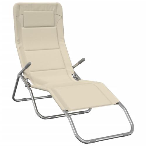 Foldbare liggestole 2 stk. textilene + pulverlakeret stål creme