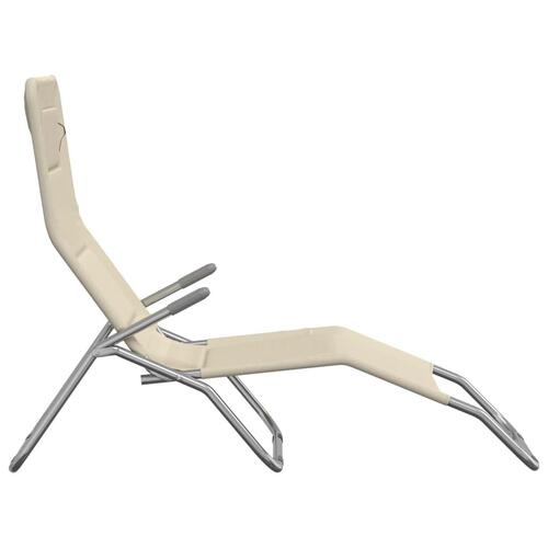 Foldbare liggestole 2 stk. textilene + pulverlakeret stål creme