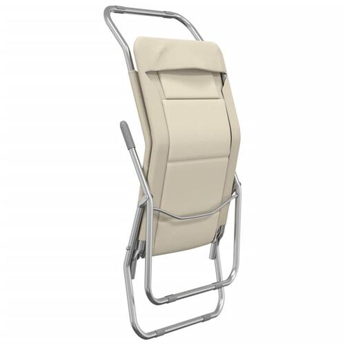 Foldbare liggestole 2 stk. textilene + pulverlakeret stål creme