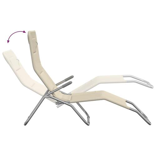 Foldbare liggestole 2 stk. textilene + pulverlakeret stål creme