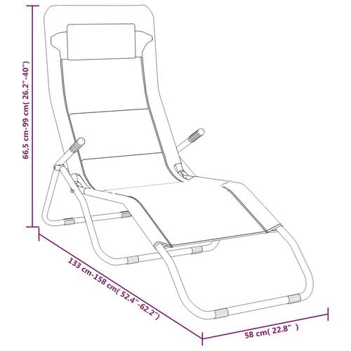 Foldbare liggestole 2 stk. textilene + pulverlakeret stål creme