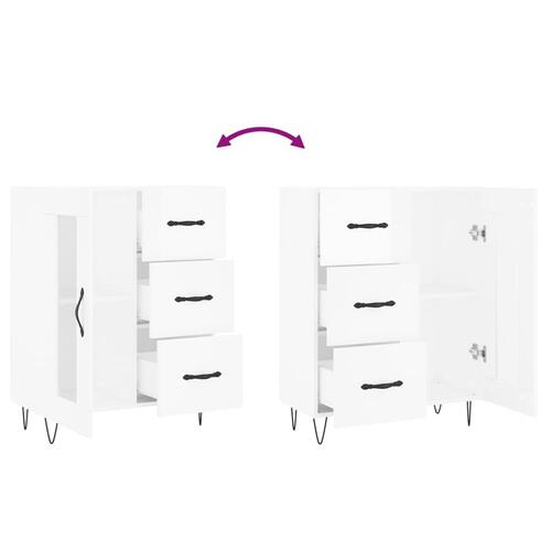 Skænk 69,5x34x90 cm konstrueret træ hvid højglans