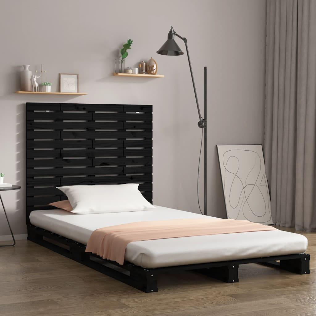 Sengegavl 106x3x91,5 cm massivt fyrretræ sort billede