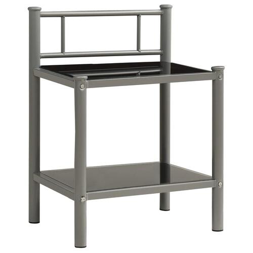 Sengeskabe 2 stk. metal og glas grå og sort