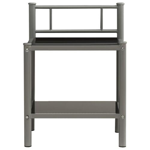 Sengeskabe 2 stk. metal og glas grå og sort