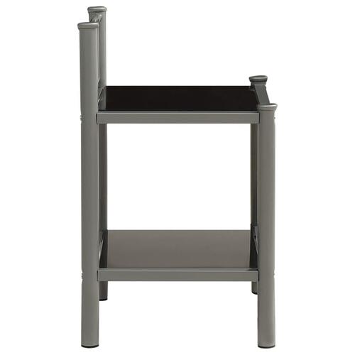 Sengeskabe 2 stk. metal og glas grå og sort