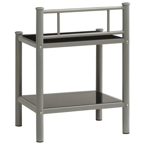 Sengeskabe 2 stk. metal og glas grå og sort