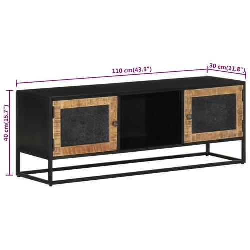 Tv-bord 110x30x40 cm massivt mangotræ og jern
