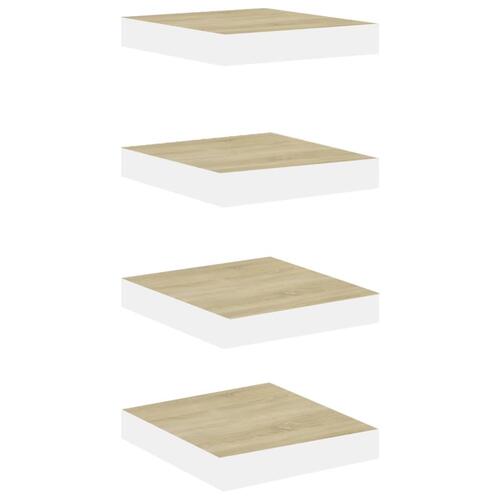 Væghylder 4 stk. 23x23,5x3,8 cm MDF egetræsfarvet og hvid