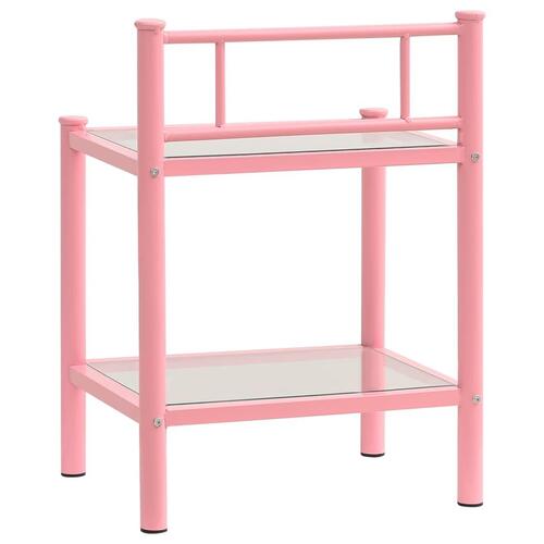 Sengeskabe 2 stk. metal og glas pink og transparent