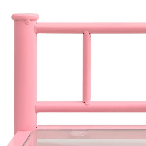 Sengeskabe 2 stk. metal og glas pink og transparent