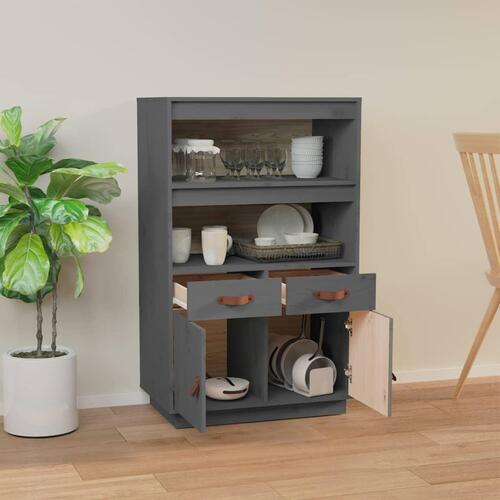 Højskab 67x40x108,5 cm massivt fyrretræ grå
