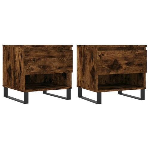 Sofaborde 2 stk. 50x46x50 cm konstrueret træ røget egetræsfarve