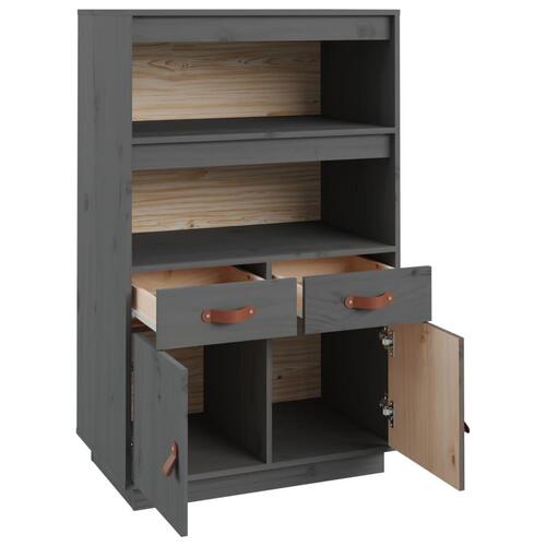 Højskab 67x40x108,5 cm massivt fyrretræ grå