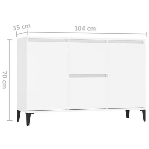 Skænk 104x35x70 cm konstrueret træ hvid