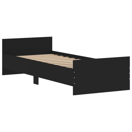 Sengeramme 75x190 cm i konstrueret træ med lameller - sort
